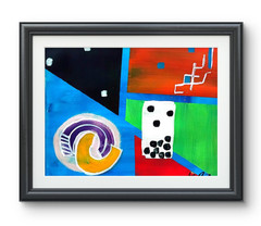 (FRAMED) Original art 14 X 11 Mixed Media Colorful Modern Art Acrylic Painting