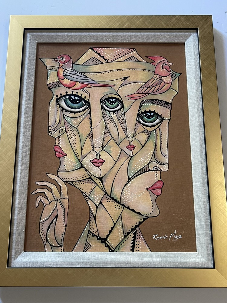 Ricardo Maya Original Painting Authentic Cuban Modernist Nicaragua Abstract 16″