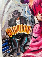 Figurative Oil on Canvas Painting Titled “ Pasion Tanguera “ Hand Signed Dated 2