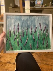 11/14 Watercolor Painting On Paper,framed,landscape,lavender,field