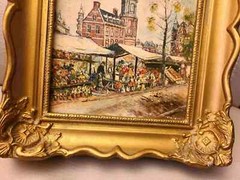 Ronald H. Fryling (1917-1941) „Amsterdam Street Scene“ 1930s Art Oil on Canvas#5
