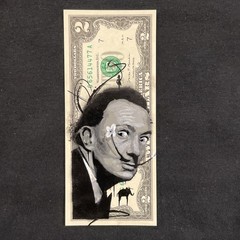 Salvidor Dali 2 Dollar Bill Original painting Graffiti Art Street Art