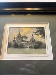 Rare Russian Watercolor Landscape Painting Signed By Artist Kishmishjan