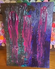 Original Painting Rose Colored Spirits In Beatiful Hell Scape Abstract Small Art