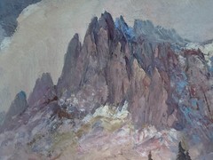 VTG Alpine Landscape OIL Painting Alps Switzerland Germany Austria ART 1950s