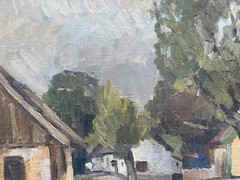 Impressionist Painting Johannes Britze 1895-1960 Denmark Village Landscape