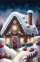 DIY Christmas Gingerbread House Diamond Painting Kit (30×45 cm)