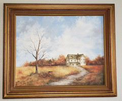 P. Miller House Cabin In The Woods Oil Painting Canvas Framed Signed