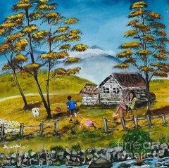 Original Art Painting African American Regina DeVal 20×20 The Homestead