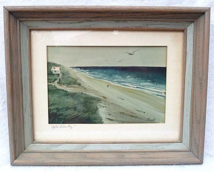 Signed Orig DON LAMBO American „AFTER LABOR DAY“ Seaside Watercolor Painting