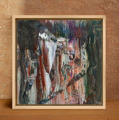 Modern Small Oil Painting, Textured Abstract Expressionism, Framed Wall Decor