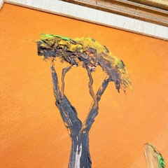 Homer Costello Original Impasto Oil Painting Orange Landscape Framed 13×15