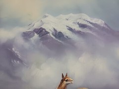 Original Oil Painting Signed & Dated Mountain Top & Lamas Not Mounted