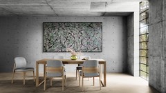 Original Abstract Painting One of a Kind Green Grey XXL Canvas Wall Art