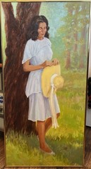 Artist John Jones original oil on Board – „Sunday Southern Belle“ 15X30