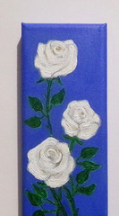 Original Roses Painting Set Red & White flowers 9×3 Modern Floral Wall Art Decor