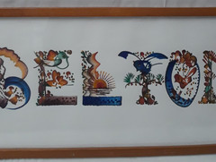 Hand Painted Signed by Artist and Framed Floral Letters Spells out Hambelton