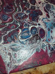 Original Acrylic Painting Abstract Art Fluid Pour Multi Color Purples Small