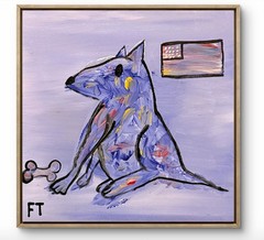 “ Dog And A Bone” Art Oil Painting Acrylic Portrait Art Corbellic Pet Animal