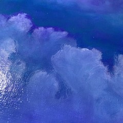 8″ x 10″ Original Acrylic Painting Clouds Sky Art Canvas Panel Decor With Easel