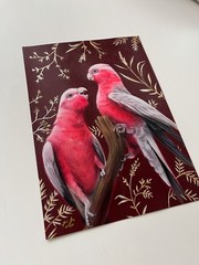 Original oil painting parrots, flowers 21 * 30 cm , OOAK , Hand painting