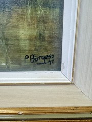 P. Burgess Original Oil Painting On Board 21.5×25.5 Inches