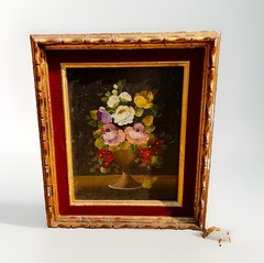 Mid Century Oil On Canvas By Impressionist Painter L. Ruggeri Bouquet Of Flowers