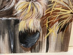 9 x 12 Framed Acrylic and Pen Painting on Canvas Board……“Spring Burro“