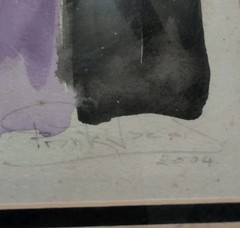 Vintage Abstract paint and texture purple stripes (2004) framed (18″ x 14″) #ART