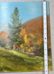 Set Of Fall Autumn Impressionist Oil On Masonite Paintings Vintage Unsigned