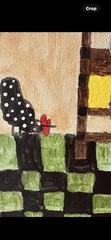Harlem Renaissance American Folk Art Type Painting 14×11 „Read“