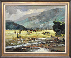 Durval Pereira (Brasil, 1918-1984) lanscape, oil/canvas, framed, 35.5×37 inches.