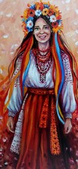 Ukrainian Woman Beauty, Original Women Painting, Ukraine Art Portrait