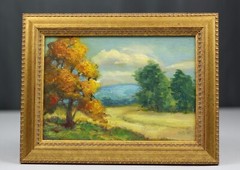 Original oil painting Lillian R. Dunnigan miniature landscape 5″ x 7″ IN/IL/VA