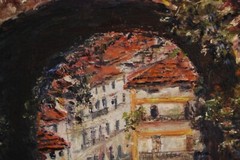 FRAMED ORIGINAL OIL ARCHWAY TO MOZART’S HOME SALZBURG AUSTRIA ARTIST HECTO VIDAL