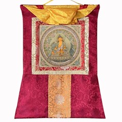 Silk Brocade Mounted ksitigarbha Mantra MandalaThangka, ksitigarbha Mandala