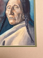 PAUL SOLLOSY PAINTING NATIVE AMERICAN INDIAN CHIEF PORTRAIT TRIBAL LISTED FAMOUS