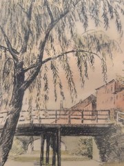 Pauline van der Baan 1958 Watercolor/ Pencil ALONG THE CANAL GEORGETOWN Signed