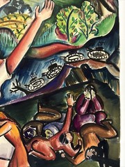Antique New York Painting Wpa American Regionalism Expressionism Modernist WW2