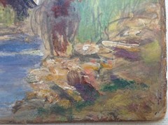 19th Century Impressionism Eugene BOUDIN Landscape Cows Authentic Oil painting
