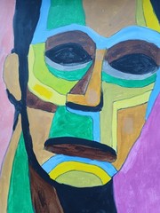 Abstract/Expressionsim 11×14 Dark Eyes Street Art Colorful Original Painting