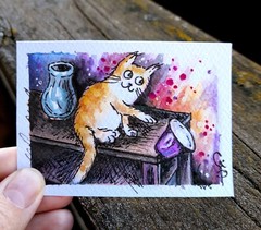 ACEO Custom painting from photo Pet portrait Watercolor Cat Dog Commission art