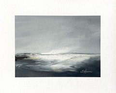 8×10 Original Oil Painting Abstract Seascape Neutral Modern Contemporary Signed