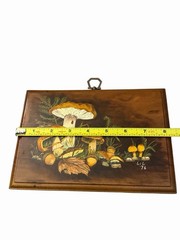Vtg 1976 Mushroom Tole Painting Hand-Painted Wood Wall Decor Acorns Lady Bugs