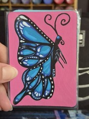 ACEO Original Painting Folkart Butterfly By LSArtz Acrylic Markers on paper