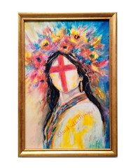 Original painting Framed 13×9 in Folk portrait of a Ukrainian woman