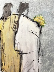 Original Abstract Expressionism 11×14 Women Flowers Handmade Signed Fine Art 140