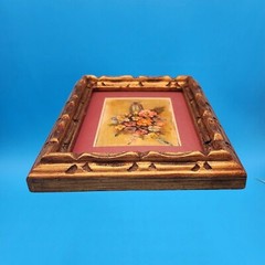 Vintage Roses Floral Still Life Painting In Ornate Gold Wooden Frame With Mattin