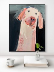 SAMATOWIC Original Abstract Cute Dog 11×14 Expressionism Signed Wall Art 258