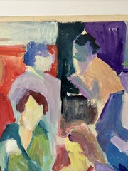 Vintage Expressionist Painting People Portrait Abstract Modernism Modernist